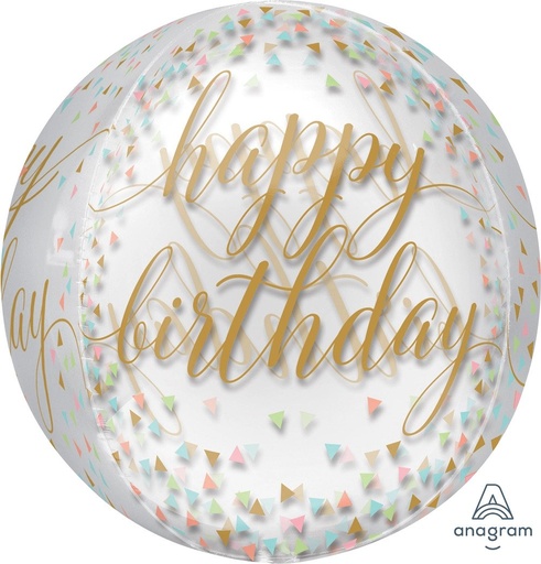 [026635371810] 16" Happy Birthday Pastel Confetti Orbz