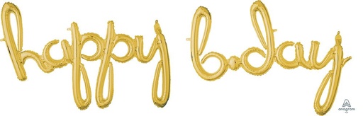 [37937] 76" Phrase Happy Bday Gold Consumer Inflate