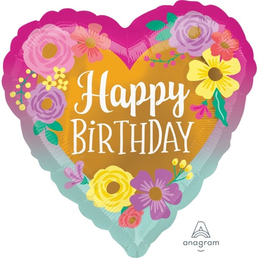 [4132001] 17" Happy Birthday Painted Flowers