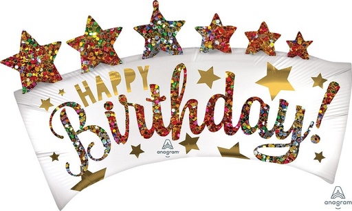 [026635418102] 34" Hbd Glitter Banner
