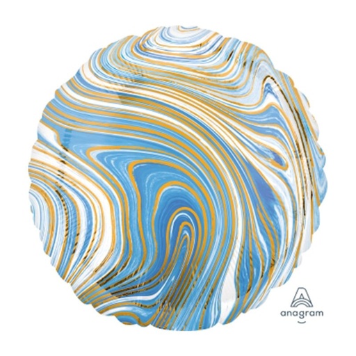 18" Marblez Blue Round Foil Balloon