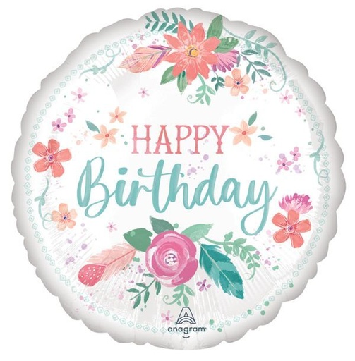 [43048P8] 18" Floral Pastel Birthday