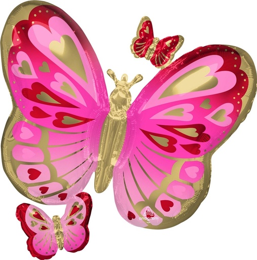 38" Red, Pink and Gold Butterfly