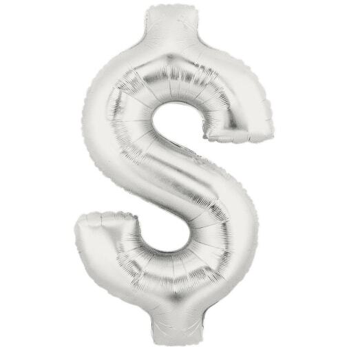 40" Silver Dollar Sign $ – Shape Foil Balloon