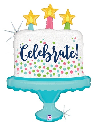 [356761] 33" Celebrate B'day Cake Holographic