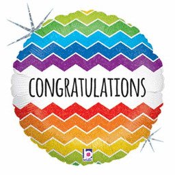 [030625361729] 18" Chevron Congrats Holographic