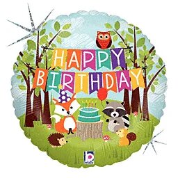 [36178P1] 18" Woodland Birthday Party Holographic