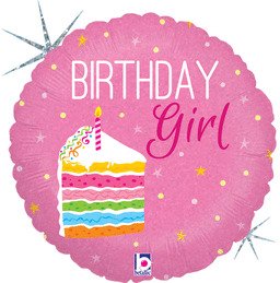 [030625362771] 18" Birthday Cake Girl Holographic