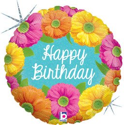 [36316P1] 18" Spring Blossoms B'day Holographic