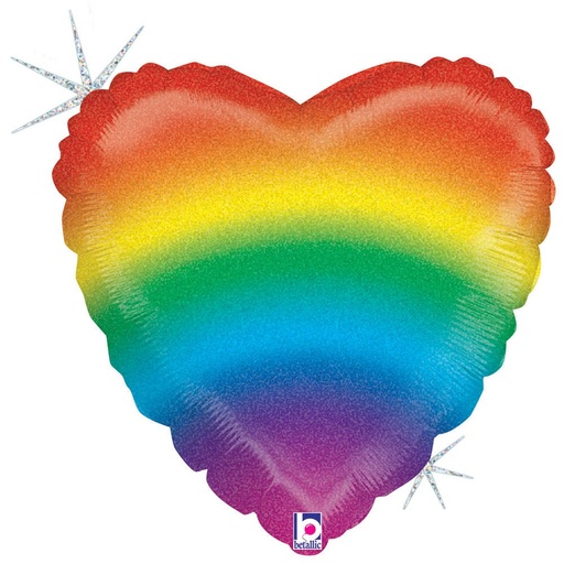 18" Glitter Rainbow Heart