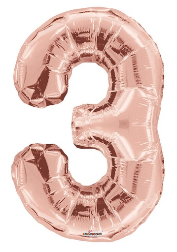 [109109] 34" Number 3 Rose Gold Kaleidoscope