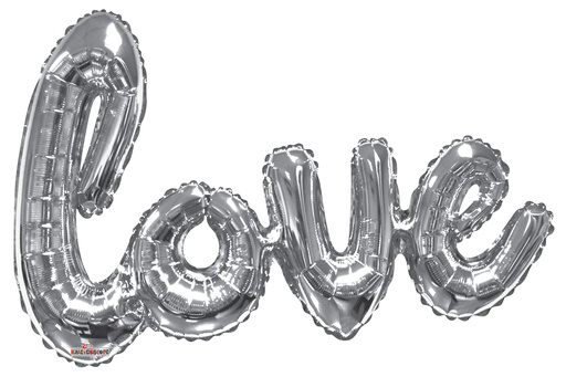 [110150] 36" "Love" Script Silver Shape