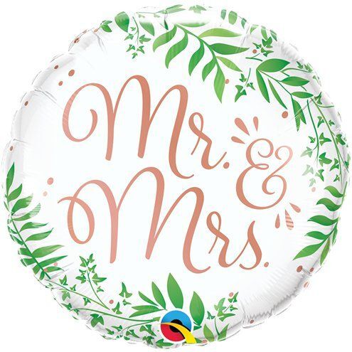 [10372] 18" Mr. & Mrs. Elegant Greenery Foil