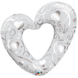 [163046] 42" Pearl White Hearts & Filigree