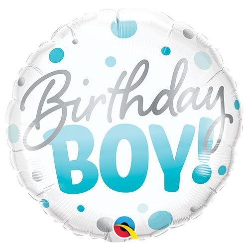 [18874P6] 18" Birthday Boy Blue Dots