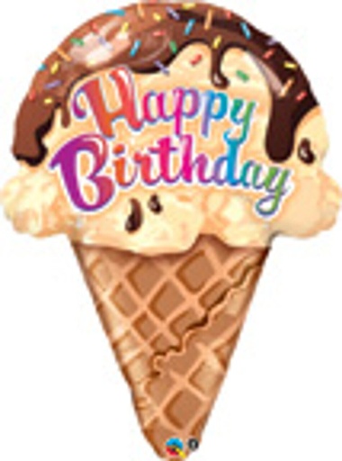 [11878] 27" Happy Birthday Ice Cream Cone Super Shape