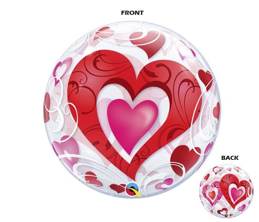 [339096] 22" Red Hearts & Filigree Bubble