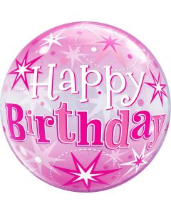 [431216] 22" B'day Pink Starburst Bubble
