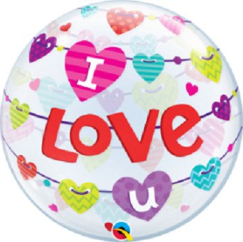 [46047] 22" I Love U Transparent Banner Hearts