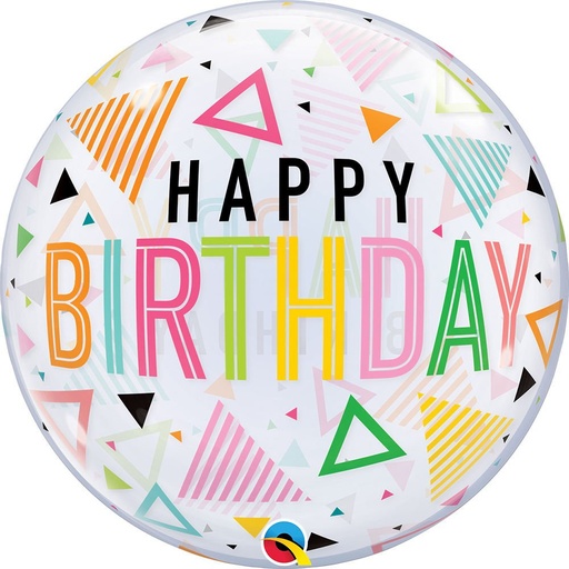 [071444877633] 22" Bday Rainbow Triangles Bubble