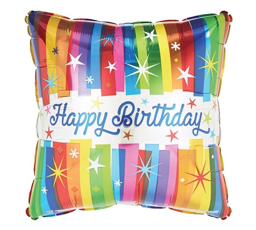 [227577] 17" Birthday Stripes Square