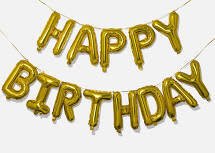[100012011008] 16" Happy Birthday Banner Gold