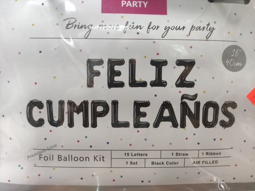 [100012011107] 16" Feliz Cumpleaños Kit Black