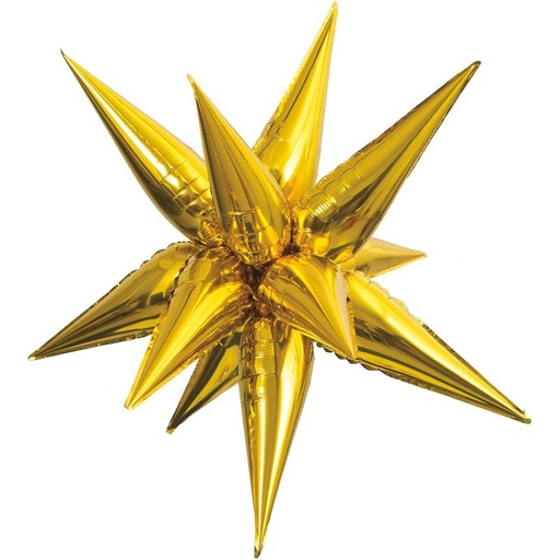[012548] 40" Exploding Stars 3D Gold Balloon