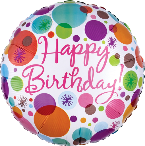 [18162] 18" Happy Birthday Polka Dots