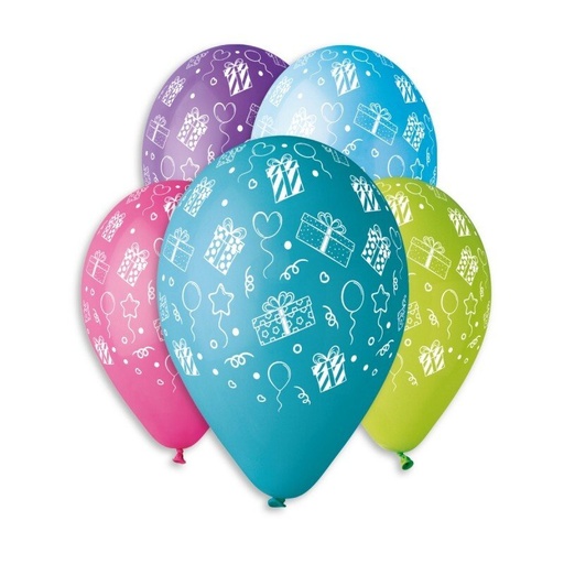 [939231] 13" GS120 Gift & Balloons Ass. #494 5 pcs.
