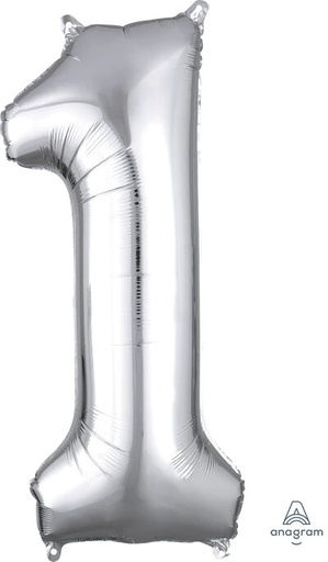 [33076] 16" Number 1 Silver Anagram