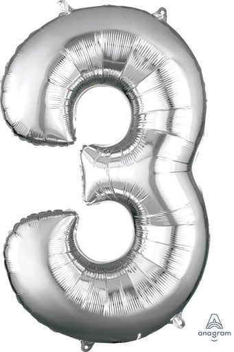 [33080] 16" Number 3 Silver Anagram