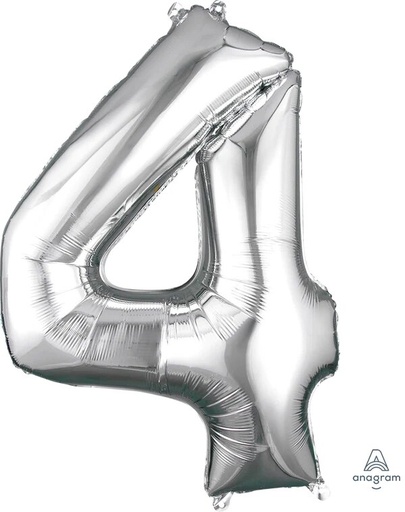 [33082] 16" Number 4 Silver Anagram