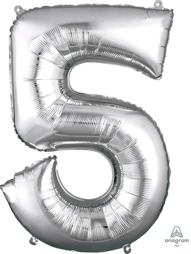 [33084] 16" Number 5 Silver Anagram