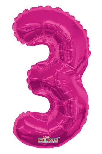 [35030-14] 14" Number 3 Hot Pink Kaleidoscope