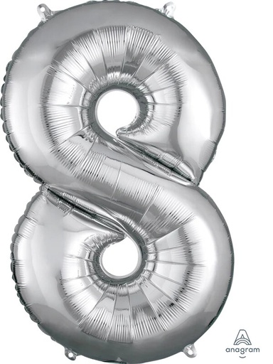 [33090] 16" Number 8 Silver Anagram
