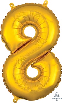 [33091] 16" Number 8 Gold Anagram