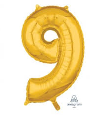 [33093] 16" Number 9 Gold Anagram