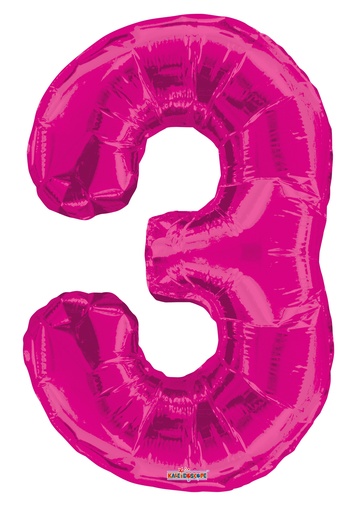[19675-34] 34" Number 3 Pink Kaleidoscope