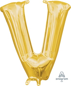 [33055] 16" Letter V Gold Anagram