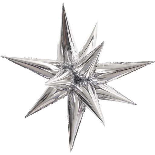 [012555] 40" Exploding Stars Silver Balloon