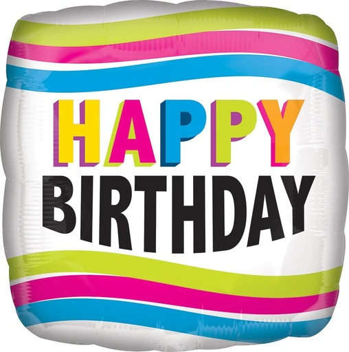[415978] 18" Brite Stripes & B'day Letters