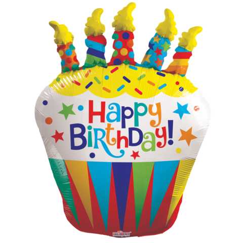 [15114-36] 36" B'day Cupcake & Candles