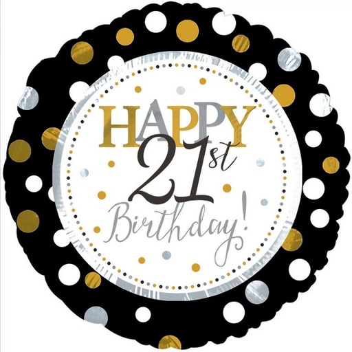 [11780110] 18" Silver & Gold Birthday 21st Birthday