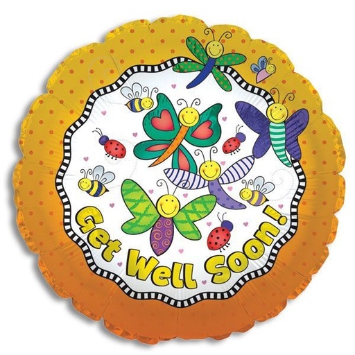 [114511] 17" Get Well Butterflies & Bugs Balloon