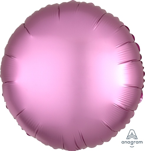 [36821] 18" Satin Luxe Flamingo Circle Foil Balloon