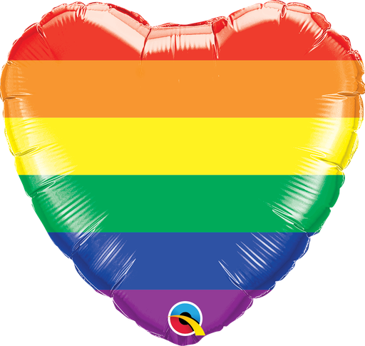 [78699] 18" Heart Rainbow Stripes Pride Foil Balloon