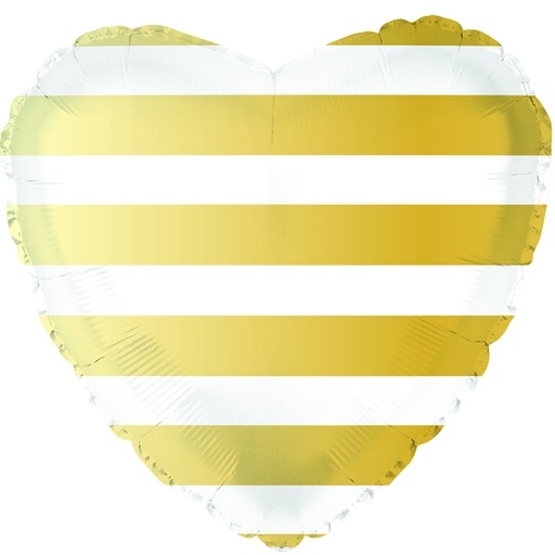 [217060] 18" Gold Striped Heart Foil Balloon