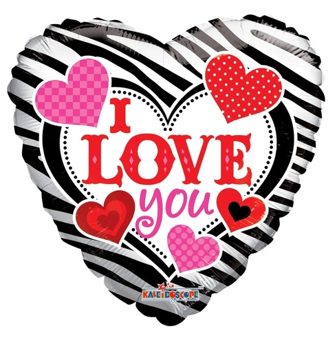 [196293] 18" ILY Zebra Stripes & Hearts