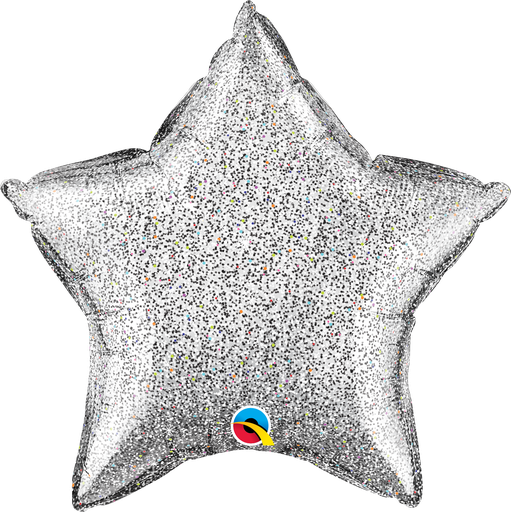 [887836] 20" Glittergraphic Star Silver Foil Balloon